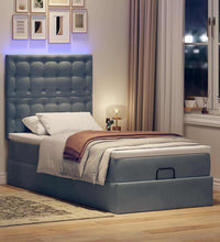 Ottoman-Bett mit Matratzen & LEDs Dunkelgrau 90x190 cm Samt
