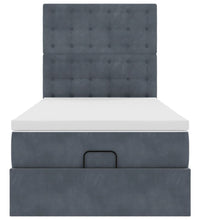 Ottoman-Bett mit Matratzen & LEDs Dunkelgrau 90x190 cm Samt