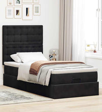 Ottoman-Bett mit Matratzen & LEDs Schwarz 90x190 cm Samt
