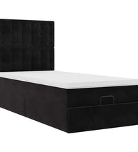 Ottoman-Bett mit Matratzen & LEDs Schwarz 90x190 cm Samt