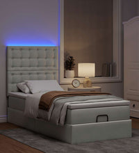 Ottoman-Bett mit Matratzen & LEDs Hellgrau 90x200 cm Samt