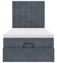 Ottoman-Bett mit Matratzen & LEDs Dunkelgrau 90x200 cm Samt