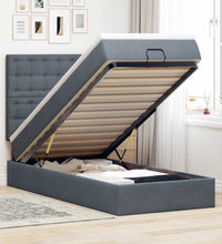 Ottoman-Bett mit Matratzen & LEDs Dunkelgrau 90x200 cm Samt