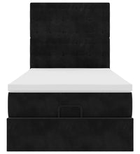 Ottoman-Bett mit Matratzen & LEDs Schwarz 90x200 cm Samt