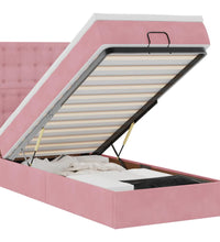 Ottoman-Bett mit Matratzen & LEDs Rosa 90x200 cm Samt