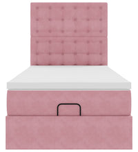 Ottoman-Bett mit Matratzen & LEDs Rosa 90x200 cm Samt