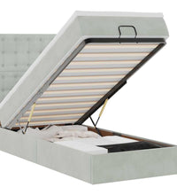 Ottoman-Bett mit Matratzen & LEDs Hellgrau 100x200 cm Samt