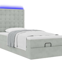 Ottoman-Bett mit Matratzen & LEDs Hellgrau 100x200 cm Samt