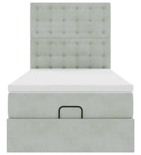 Ottoman-Bett mit Matratzen & LEDs Hellgrau 100x200 cm Samt