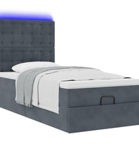 Ottoman-Bett mit Matratzen & LEDs Dunkelgrau 100x200 cm Samt