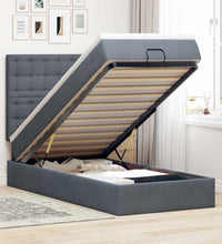 Ottoman-Bett mit Matratzen & LEDs Dunkelgrau 100x200 cm Samt