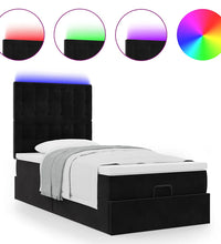 Ottoman-Bett mit Matratzen & LEDs Schwarz 100x200 cm Samt