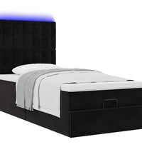 Ottoman-Bett mit Matratzen & LEDs Schwarz 100x200 cm Samt