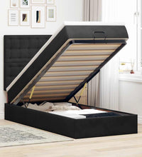 Ottoman-Bett mit Matratzen & LEDs Schwarz 100x200 cm Samt