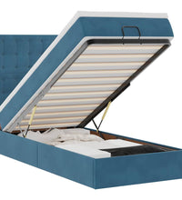 Ottoman-Bett mit Matratzen & LEDs Dunkelblau 100x200 cm Samt
