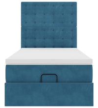 Ottoman-Bett mit Matratzen & LEDs Dunkelblau 100x200 cm Samt