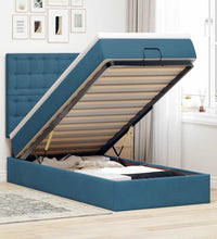 Ottoman-Bett mit Matratzen & LEDs Dunkelblau 100x200 cm Samt