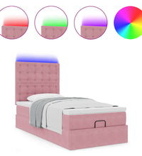 Ottoman-Bett mit Matratzen & LEDs Rosa 100x200 cm Samt