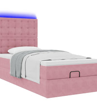 Ottoman-Bett mit Matratzen & LEDs Rosa 100x200 cm Samt