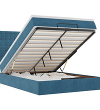 Ottoman-Bett mit Matratzen & LEDs Dunkelblau 140x200 cm Samt