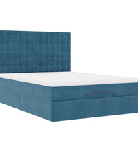 Ottoman-Bett mit Matratzen & LEDs Dunkelblau 140x200 cm Samt