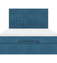 Ottoman-Bett mit Matratzen & LEDs Dunkelblau 140x200 cm Samt