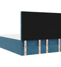 Ottoman-Bett mit Matratzen & LEDs Dunkelblau 140x200 cm Samt