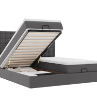 Ottoman-Bett mit Matratzen & LEDs Grau 160x200 cm Kunstleder