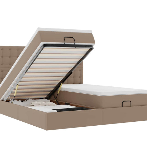 Ottoman-Bett mit Matratzen & LEDs Cappuccino-Braun 160x200cm