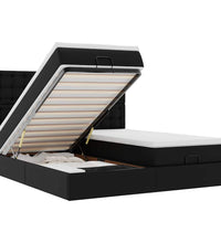 Ottoman-Bett mit Matratzen & LEDs Schwarz 180x200 cm Kunstleder