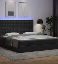 Ottoman-Bett mit Matratzen & LEDs Schwarz 180x200 cm Kunstleder