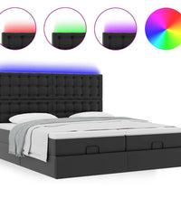 Ottoman-Bett mit Matratzen & LEDs Schwarz 180x200 cm Kunstleder
