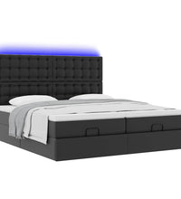 Ottoman-Bett mit Matratzen & LEDs Schwarz 180x200 cm Kunstleder