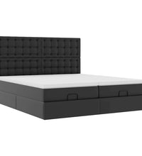 Ottoman-Bett mit Matratzen & LEDs Schwarz 180x200 cm Kunstleder
