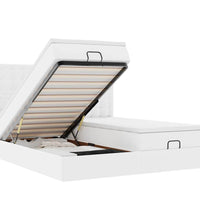 Ottoman-Bett mit Matratzen & LEDs Reinweiß 180x200cm Kunstleder