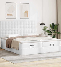 Ottoman-Bett mit Matratzen & LEDs Reinweiß 180x200cm Kunstleder