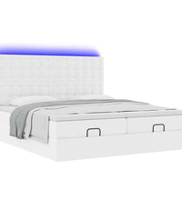 Ottoman-Bett mit Matratzen & LEDs Reinweiß 180x200cm Kunstleder