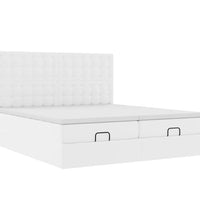 Ottoman-Bett mit Matratzen & LEDs Reinweiß 180x200cm Kunstleder