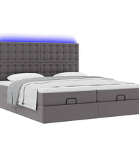 Ottoman-Bett mit Matratzen & LEDs Grau 180x200 cm Kunstleder