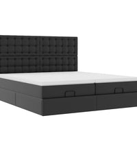 Ottoman-Bett mit Matratzen & LEDs Schwarz 200x200 cm Kunstleder