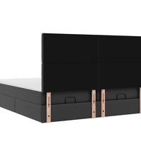 Ottoman-Bett mit Matratzen & LEDs Schwarz 200x200 cm Kunstleder