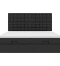 Ottoman-Bett mit Matratzen & LEDs Schwarz 200x200 cm Kunstleder