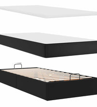 Ottoman-Bett mit Matratzen & LEDs Schwarz 200x200 cm Kunstleder
