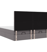 Ottoman-Bett mit Matratzen & LEDs Grau 200x200 cm Kunstleder