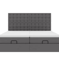 Ottoman-Bett mit Matratzen & LEDs Grau 200x200 cm Kunstleder
