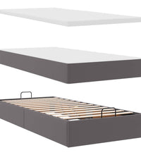 Ottoman-Bett mit Matratzen & LEDs Grau 200x200 cm Kunstleder