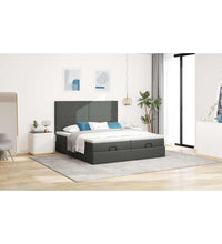 Ottoman-Bett mit Matratzen & LEDs Dunkelgrau 160x200 cm Stoff