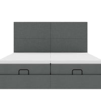 Ottoman-Bett mit Matratzen & LEDs Dunkelgrau 160x200 cm Stoff