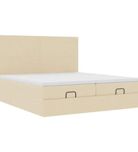 Ottoman-Bett mit Matratzen & LEDs Creme 160x200 cm Stoff