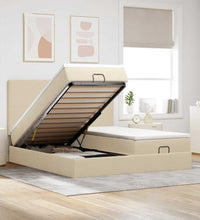 Ottoman-Bett mit Matratzen & LEDs Creme 160x200 cm Stoff